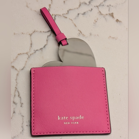 kate spade Accessories - Kate Spade Leather Pouch with Mirror Heart - EUC - Pink